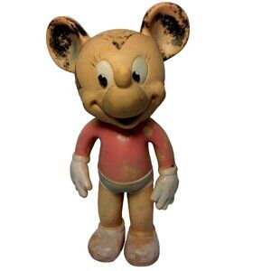 Vintage Disey Sun Rubber Company Minnie Mouse Toy Doll 7.75"